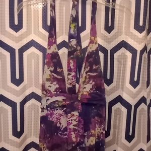 Plus size purple print dress long halter top